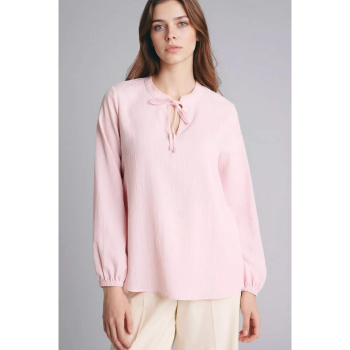 Defacto H0491AXPN74 Pembe Gofre Dokulu Bluz