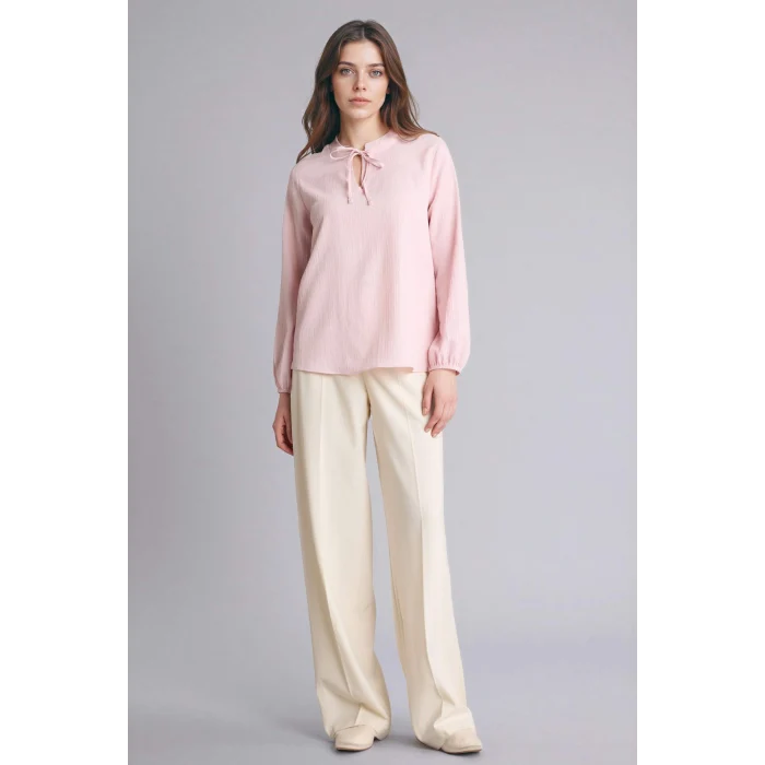 Defacto H0491AXPN74 Pembe Gofre Dokulu Bluz