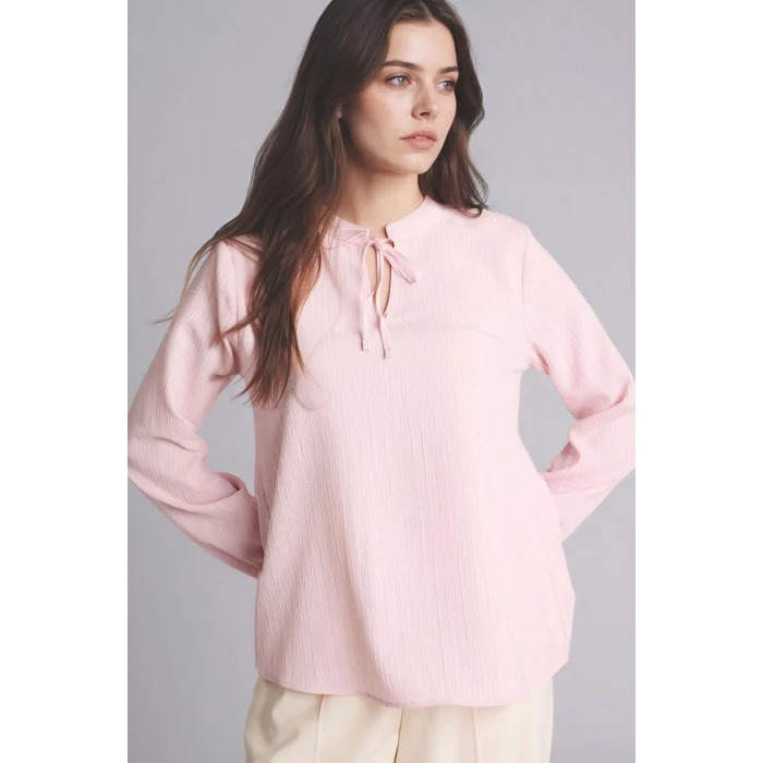 Defacto H0491AXPN74 Pembe Gofre Dokulu Bluz