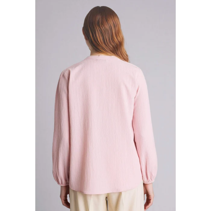 Defacto H0491AXPN74 Pembe Gofre Dokulu Bluz