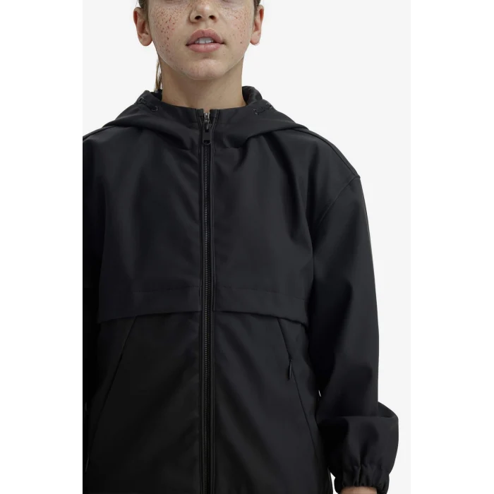 Defacto E0058A8BK34 Siyah Su İtici Kapüşonlu Yağmurluk Kız Çocuk