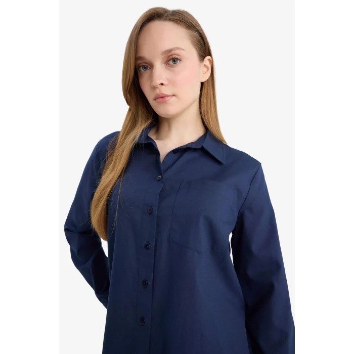 Defacto W7734AZNV42 Lacivert %100 Pamuk Basıc Gömlek