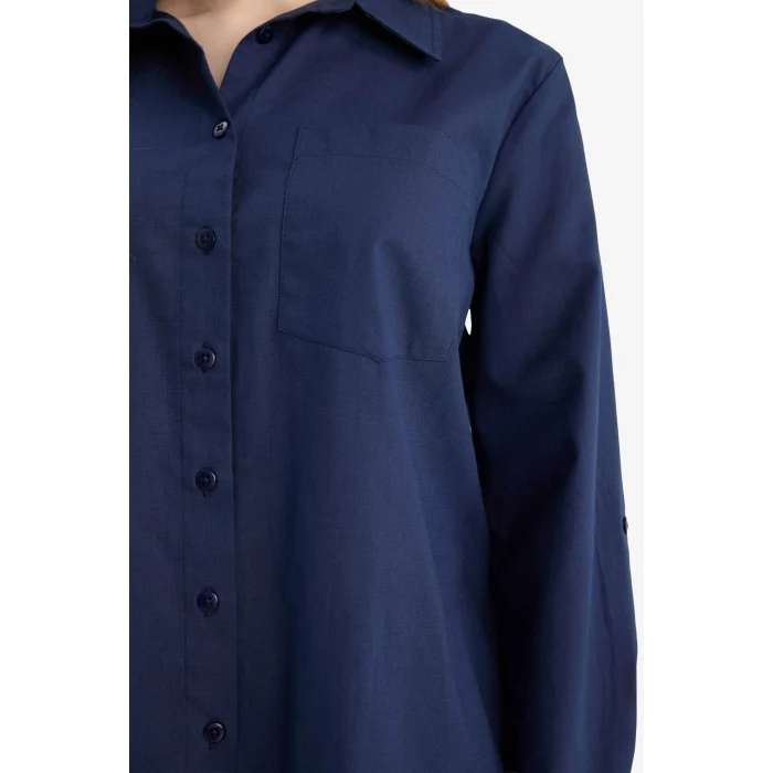 Defacto W7734AZNV42 Lacivert %100 Pamuk Basıc Gömlek