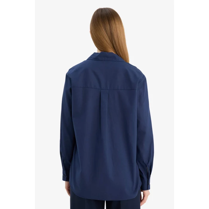 Defacto W7734AZNV42 Lacivert %100 Pamuk Basıc Gömlek