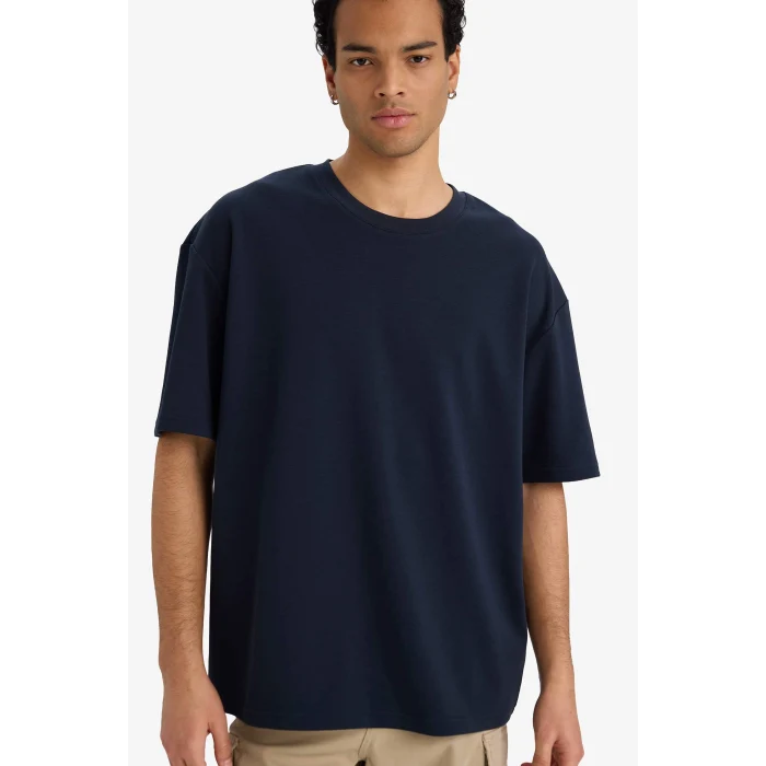 Defacto X3926AZNV64 Lacivert Nefes Alabilen Oversize Tişört