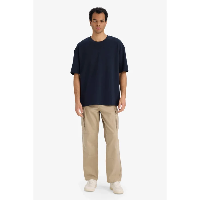 Defacto X3926AZNV64 Lacivert Nefes Alabilen Oversize Tişört