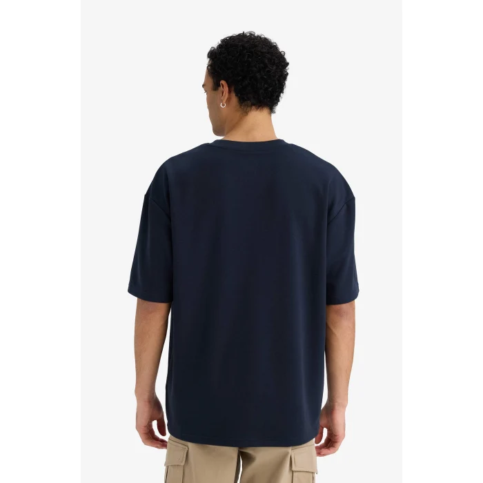 Defacto X3926AZNV64 Lacivert Nefes Alabilen Oversize Tişört