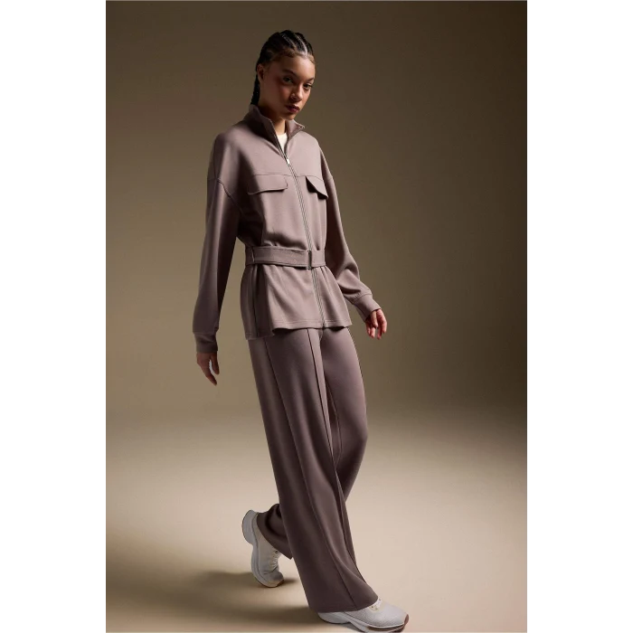 Defacto F9064AXBN576 Kahve Aırtech Long Fit Dik Yaka Modal Hırka