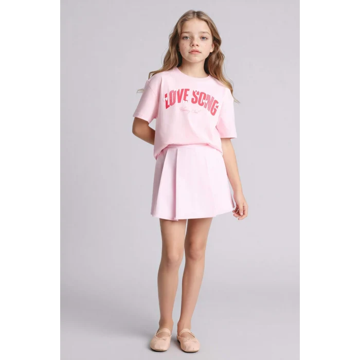 Defacto G1776A8PN637 Pembe Oversıze  Baskılı Tişört Kız Çocuk