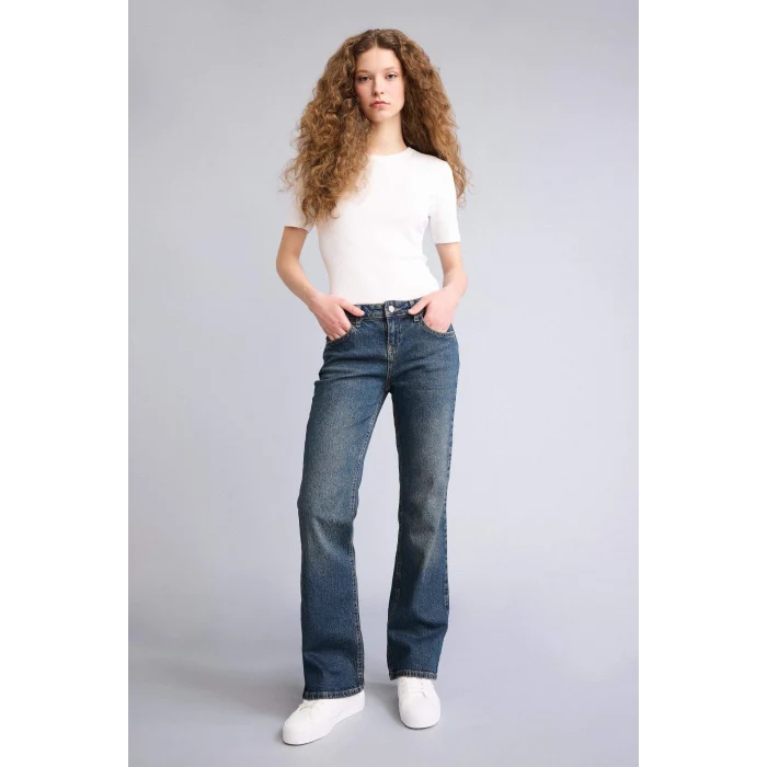 Defacto H0136AXNM34 Mavi Düşük Bel Jean Yıkamalı Pantolon