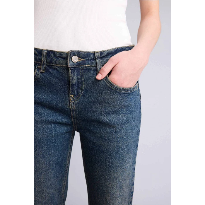 Defacto H0136AXNM34 Mavi Düşük Bel Jean Yıkamalı Pantolon