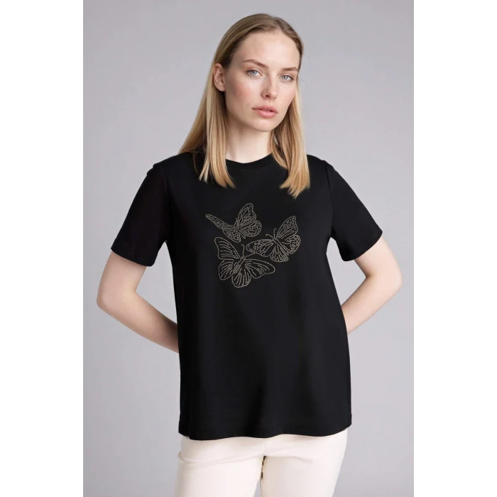 Defacto H2120AXBK81 Siyah Relax Fıt Kısa Kollu Tişört