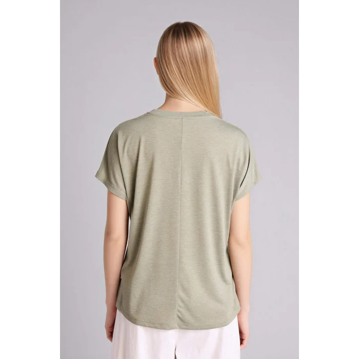 Defacto H1396AXGN931 Yeşil Bisiklet Yaka Çiçekli Kısa Kollu Tişört