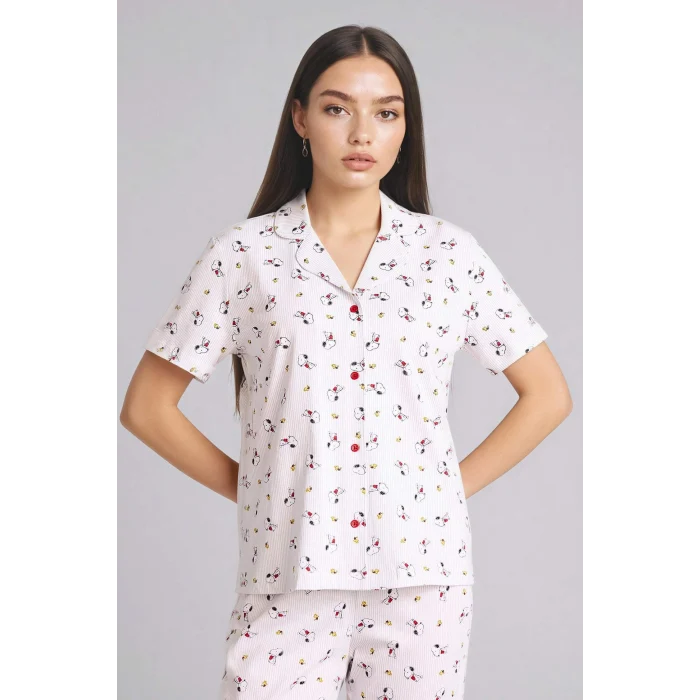 Defacto G8319AXGR470 Gri Snoopy Pijama Takımı Üst Alt