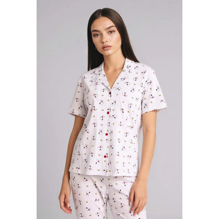 Defacto G8319AXGR470 Gri Snoopy Pijama Takımı Üst Alt