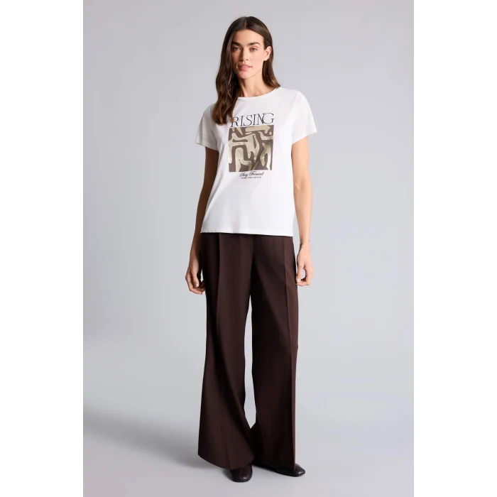 Defacto H1395AXER105 Ekru Regular Fıt Baskılı Tişört