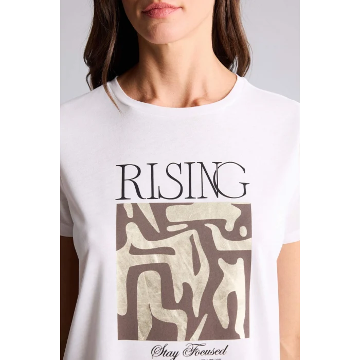 Defacto H1395AXER105 Ekru Regular Fıt Baskılı Tişört