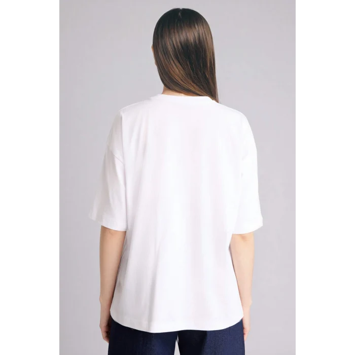 Defacto C0099AXWT36 Beyaz Oversıze Basıc Penye Tişört