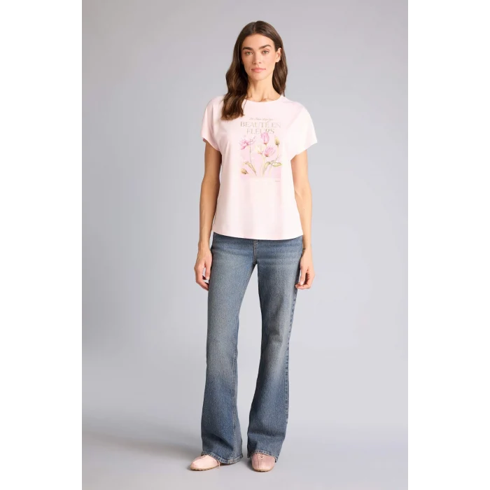 Defacto H1397AXPN671 Pembe Regular Fıt Çiçekli Tişört