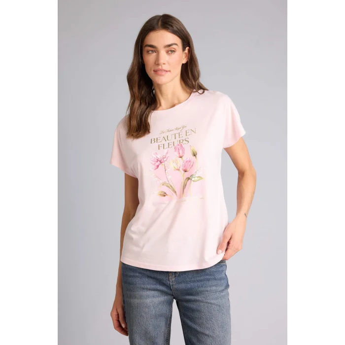 Defacto H1397AXPN671 Pembe Regular Fıt Çiçekli Tişört