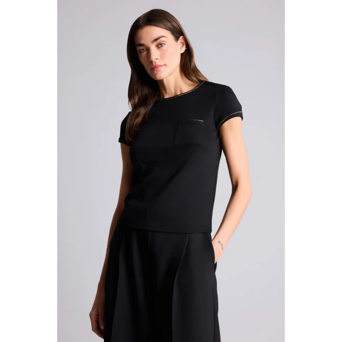 Defacto G9548AXBK81 Siyah Slım Fıt Bisiklet Yaka Ribana Kısa Kollu Tişört