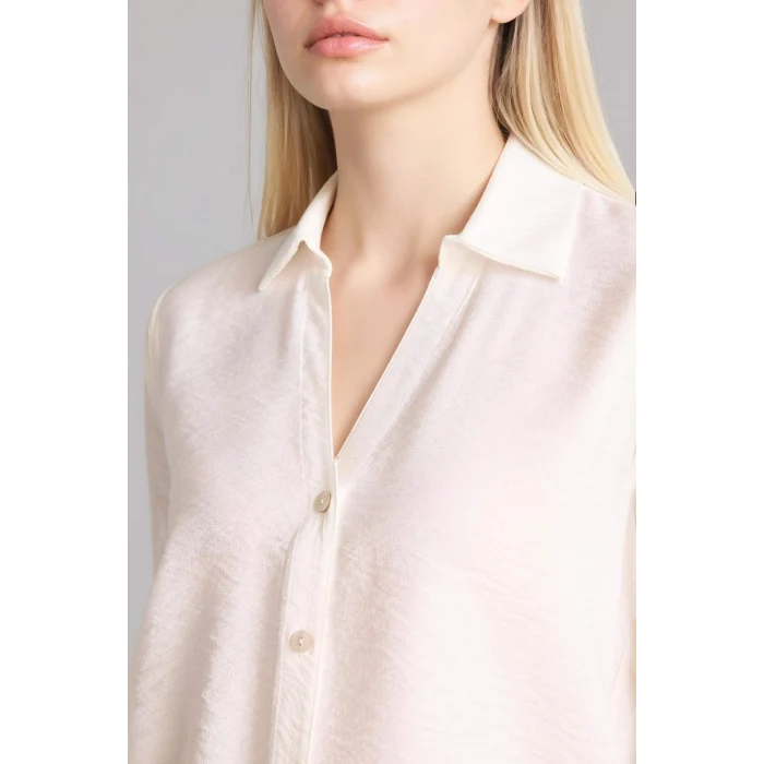 Defacto M9407AZWT16 Beyaz Regular Fıt Gömlek Yaka Uzun Kollu Gömlek