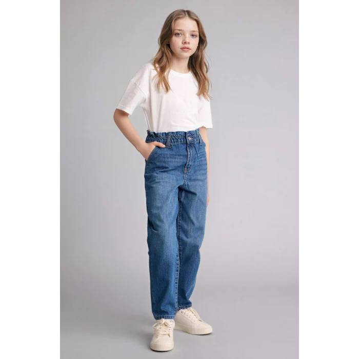 Defacto G0256A8NM28 Mavi Paperbag Jean Pantolon Kız Çocuk