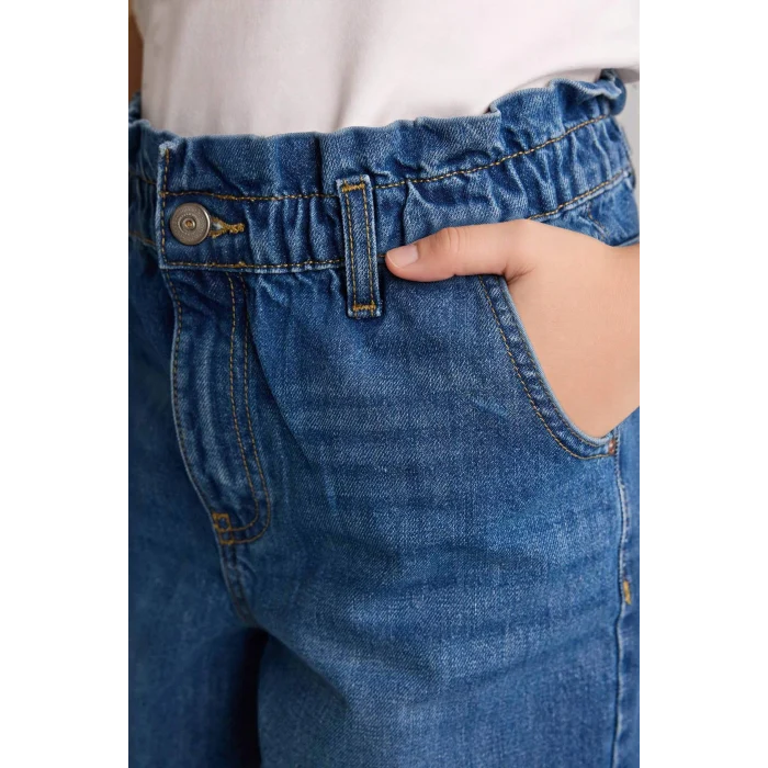 Defacto G0256A8NM28 Mavi Paperbag Jean Pantolon Kız Çocuk