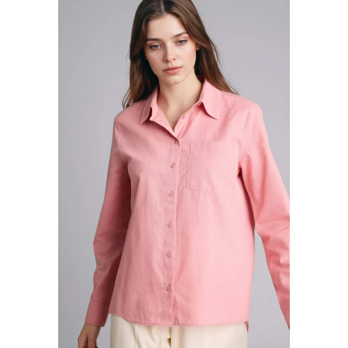 Defacto W7734AZPN111 Pembe %100 Pamuk Basıc Gömlek
