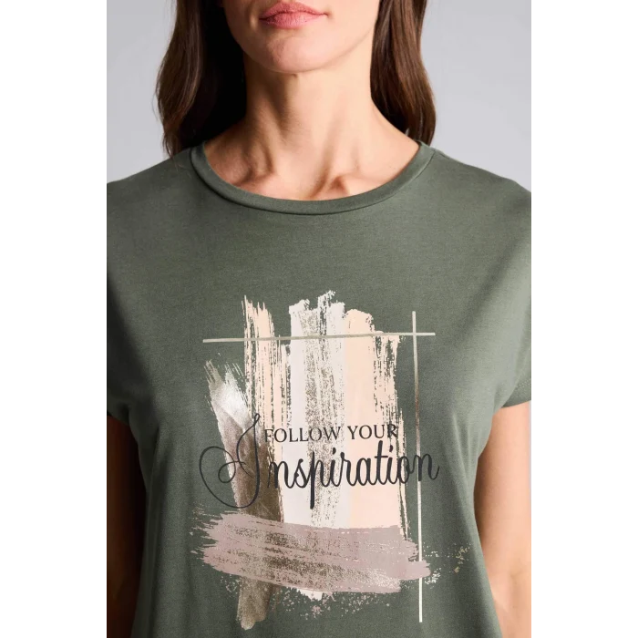 Defacto H1392AXKH444 Haki Relax Fıt Baskılı Tişört