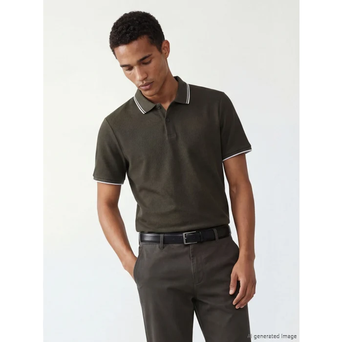 LCW Vision Haki Polo Yaka Erkek Tişört