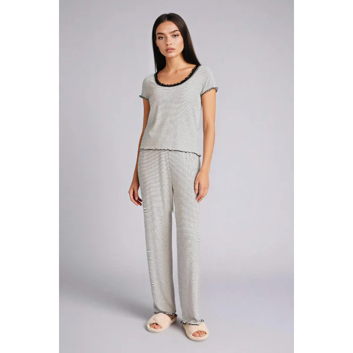 Defacto G3118AXBK81 Siyah Regular Fıt Kısa Kollu 2li Ribana Takım