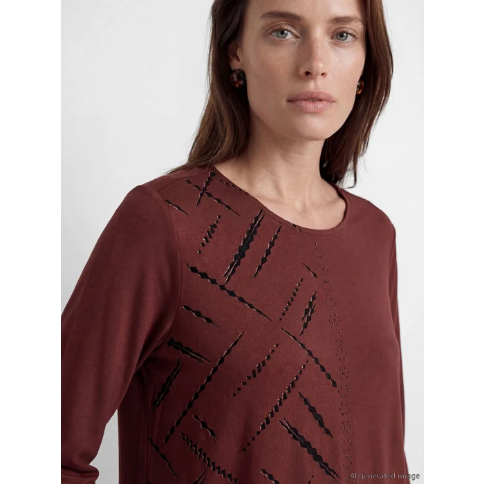 LCW Grace Kahverengi Bisiklet Yaka Taşlı Bluz