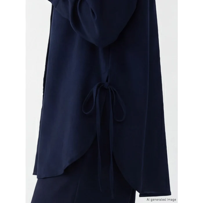 LCW Modest Lacivert Bağlama Detaylı Kadın Gömlek Tunik