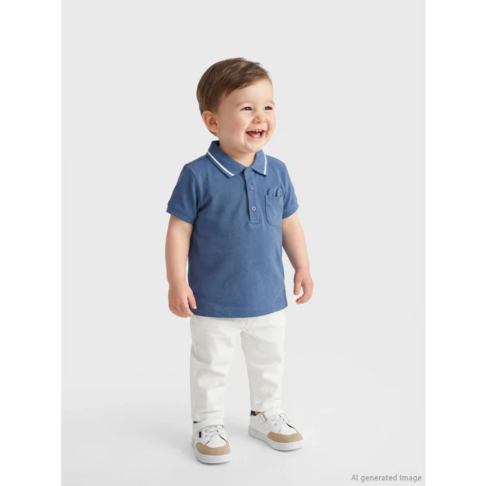 LCW baby Lacivert Polo Yaka Erkek Bebek Tişört ve Pantolon