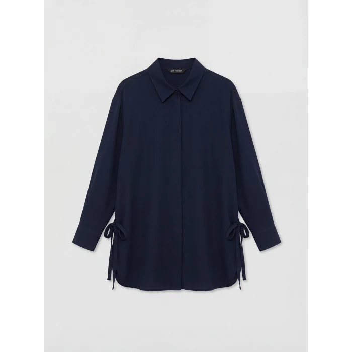 LCW Modest Lacivert Bağlama Detaylı Kadın Gömlek Tunik