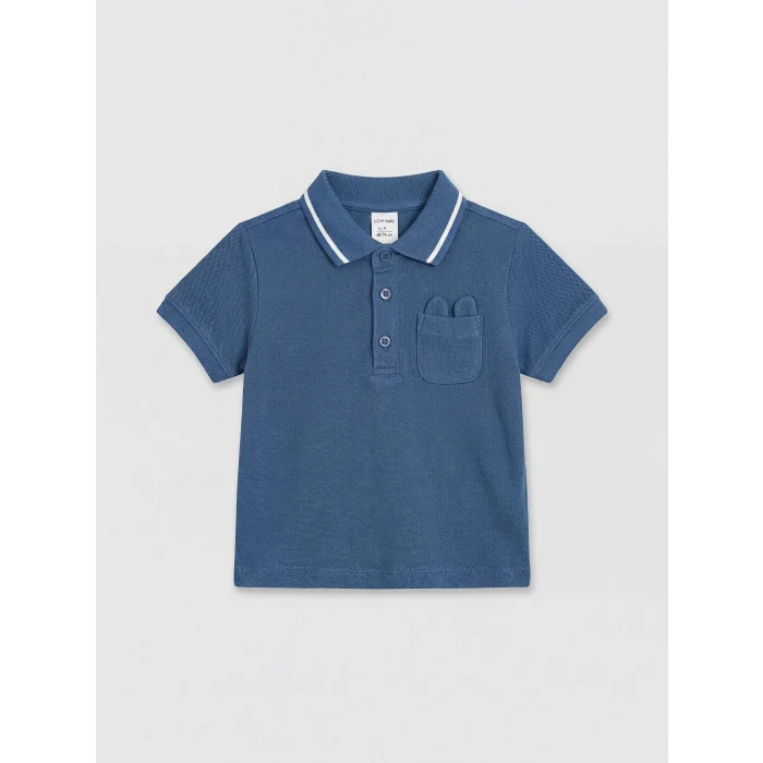 LCW baby Lacivert Polo Yaka Erkek Bebek Tişört ve Pantolon