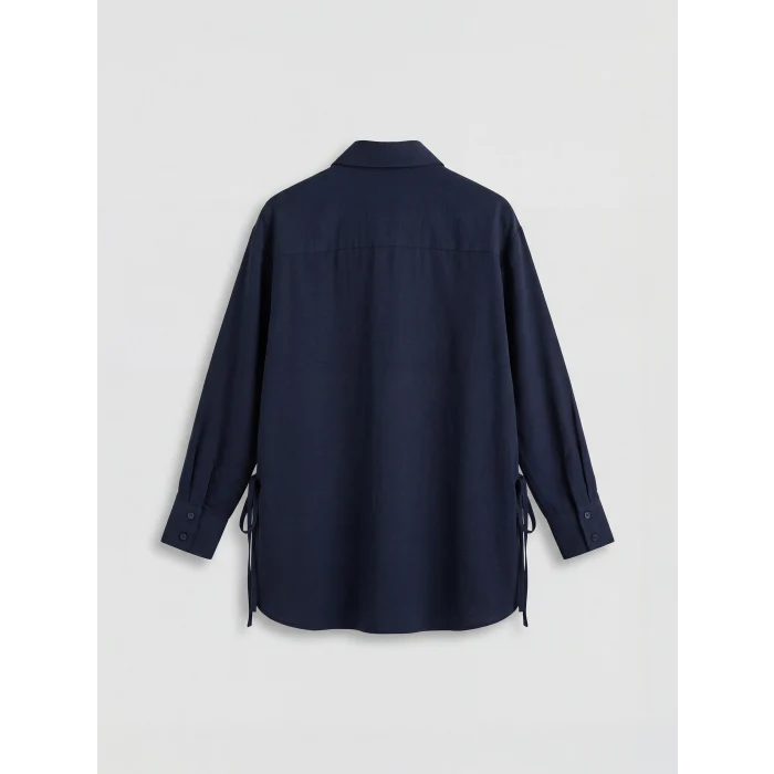 LCW Modest Lacivert Bağlama Detaylı Kadın Gömlek Tunik