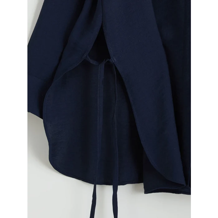 LCW Modest Lacivert Bağlama Detaylı Kadın Gömlek Tunik