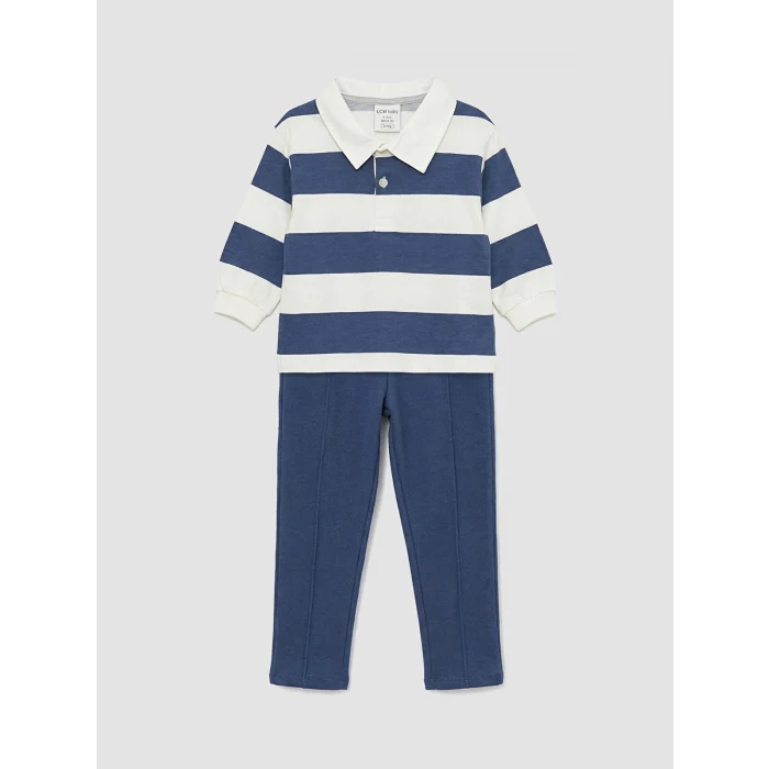 LCW baby Ekru Erkek Bebek Polo Yaka Tişört ve Pantolon