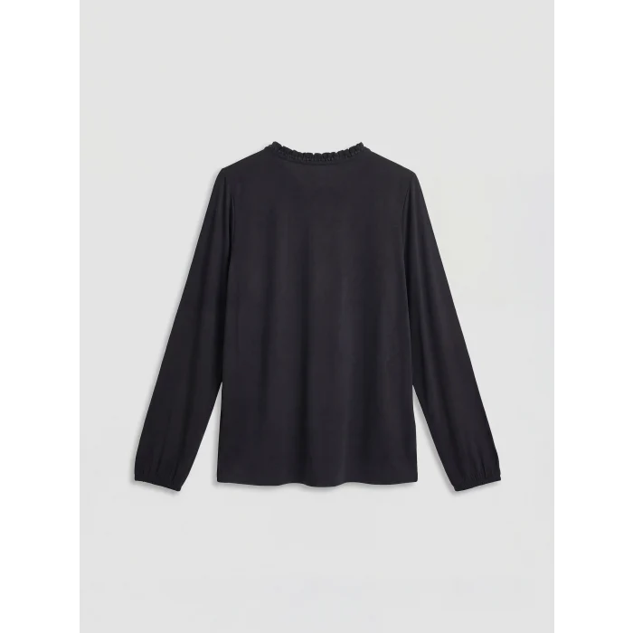 LCW Grace Siyah Fırfır Dik Yaka Bluz