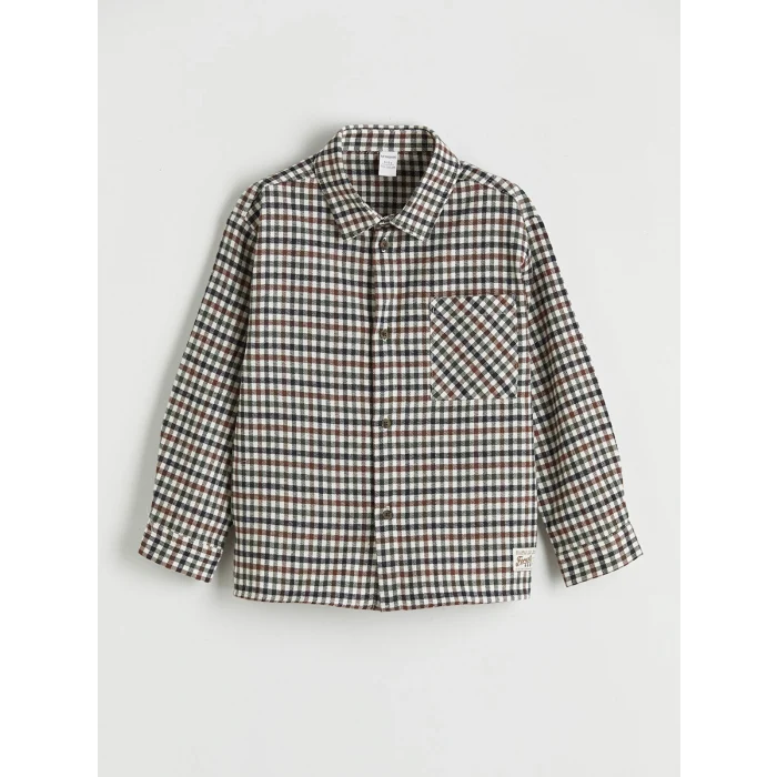 LCW Kids Ekru Ekose Erkek Çocuk Gömlek