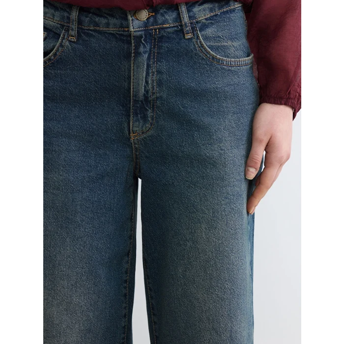 LCW Jeans İndigo Yüksek Bel Wideleg Kadın Jean Pantolon