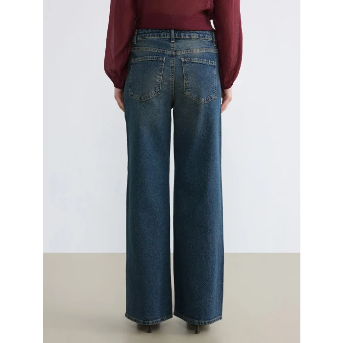 LCW Jeans İndigo Yüksek Bel Wideleg Kadın Jean Pantolon