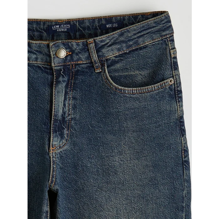 LCW Jeans İndigo Yüksek Bel Wideleg Kadın Jean Pantolon