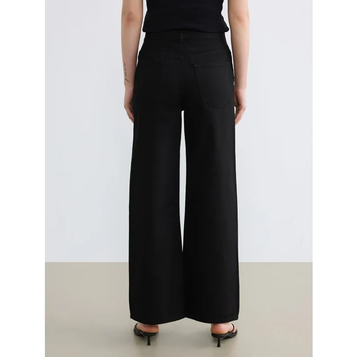 LCW Jeans Siyah Yüksek Bel Wideleg Kadın Jean Pantolon
