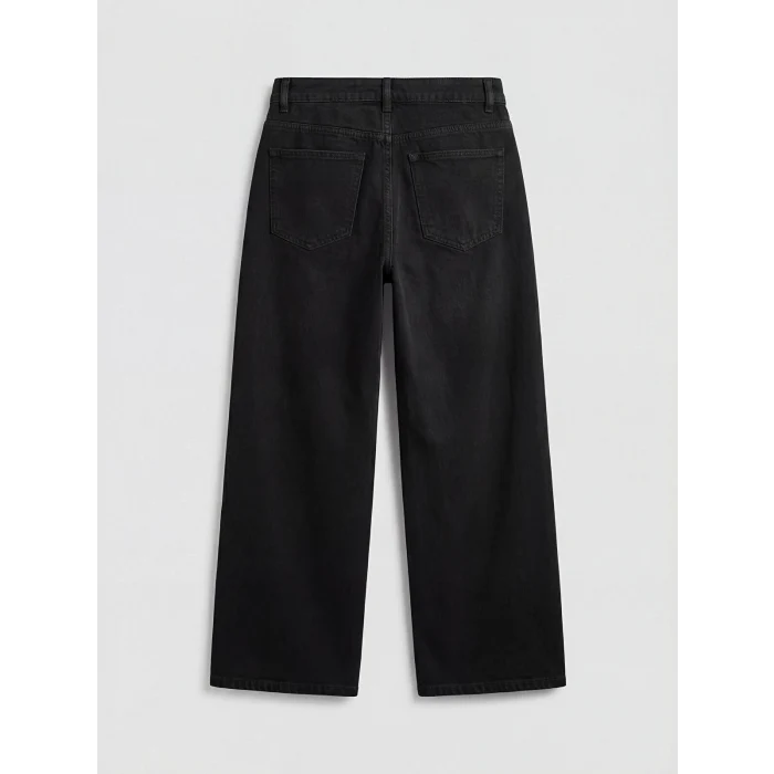 LCW Jeans Siyah Yüksek Bel Wideleg Kadın Jean Pantolon