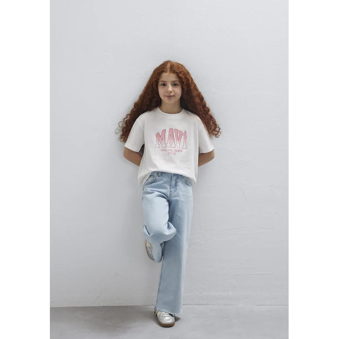Mavi 7610386-70057 Mavi Logo Baskılı Ekru Tişört