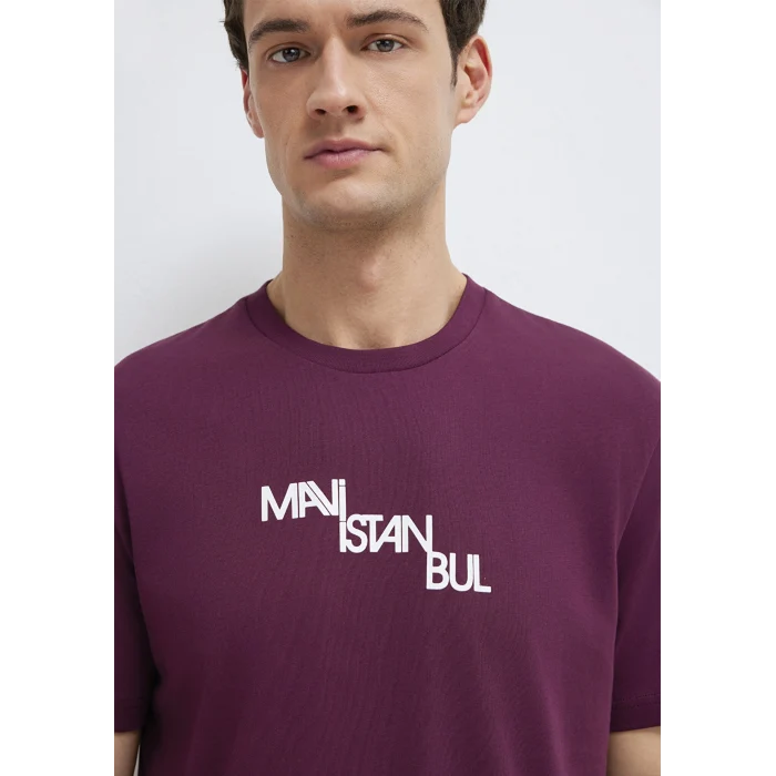 Mavi 0612274-70670 İstanbul Baskılı Mor Tişört