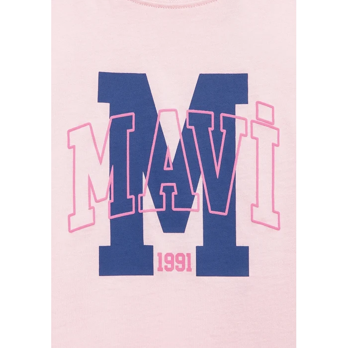 Mavi 7610390-71007 M Logo Baskılı Pembe Tişört